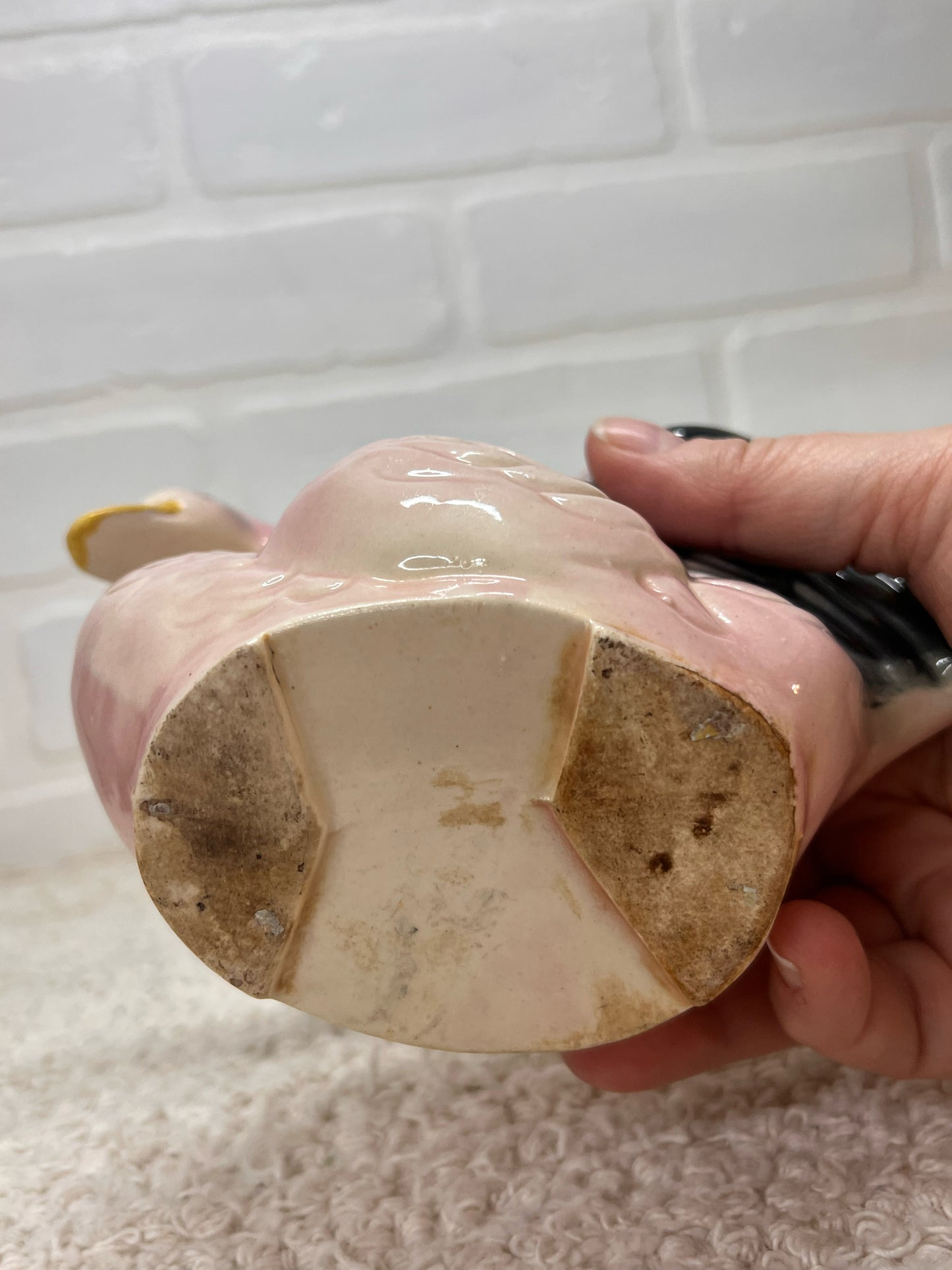 Vintage Pink & Gray Double Swan Planter