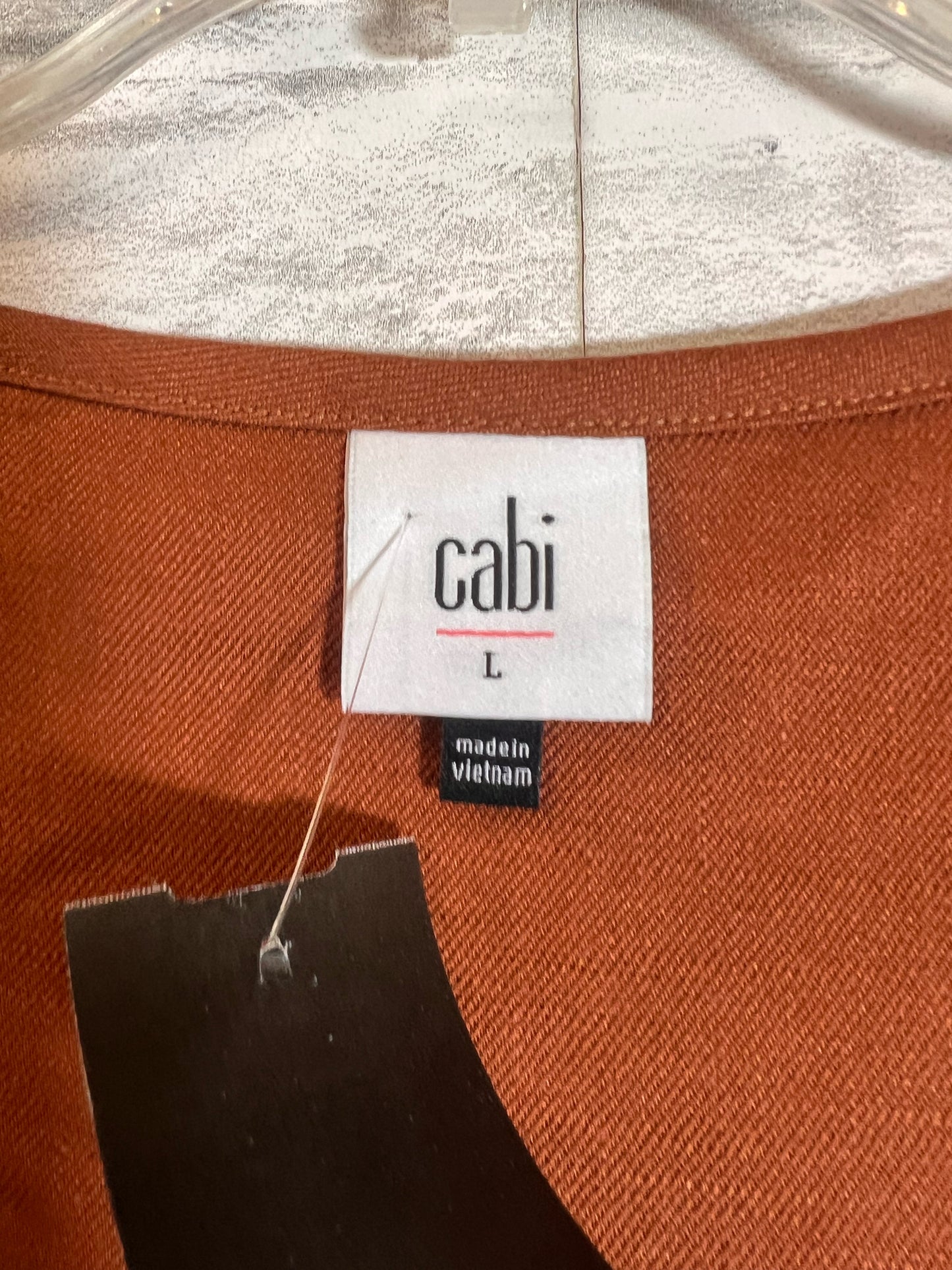 Size L CAbi Button Front Brown Linen Blend Tank Blouse