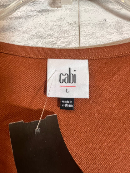 Size L CAbi Button Front Brown Linen Blend Tank Blouse