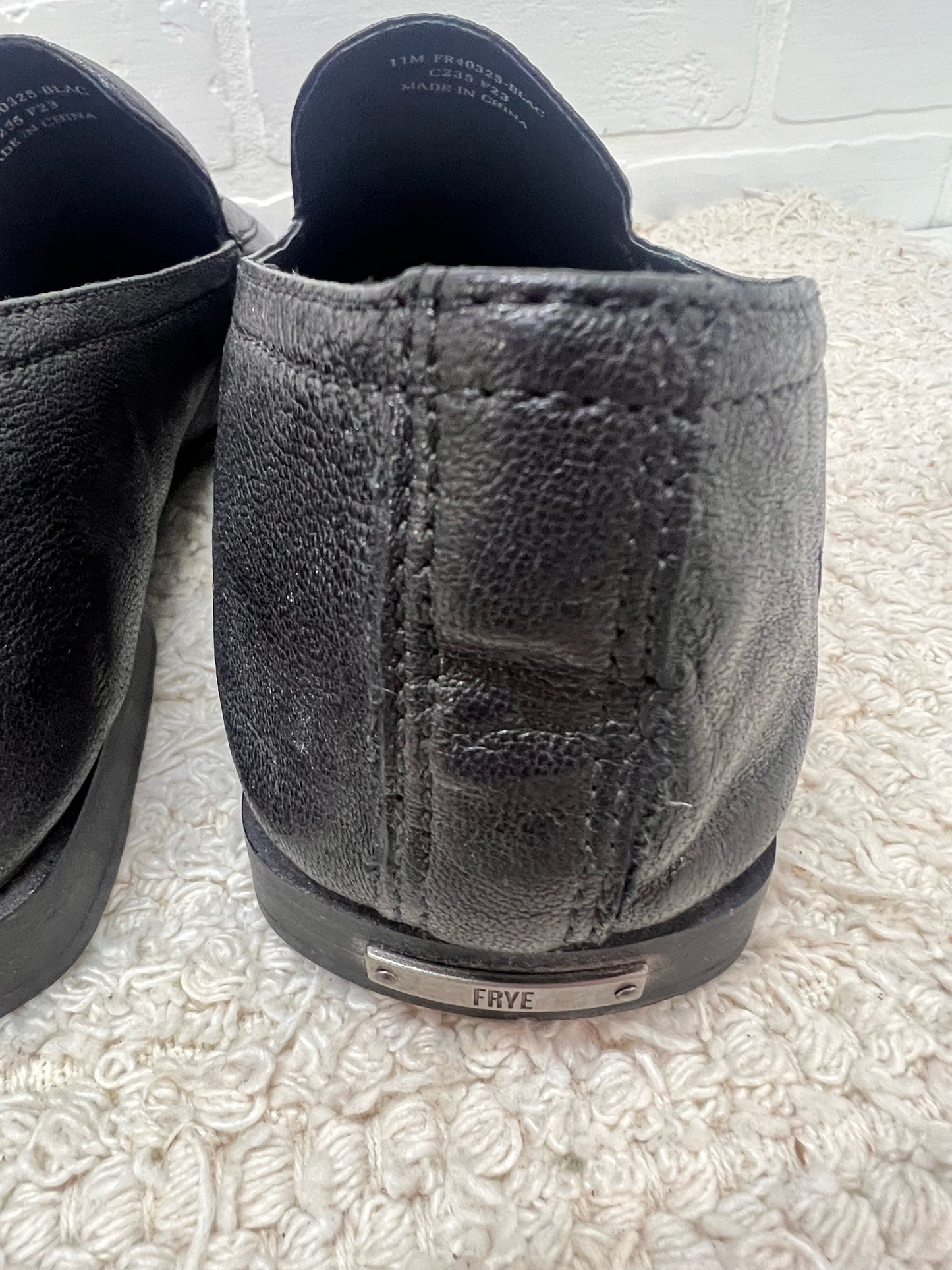 Shoe Size 11 Frye Claire Venetian Flat Loafer Shoes Black Leather