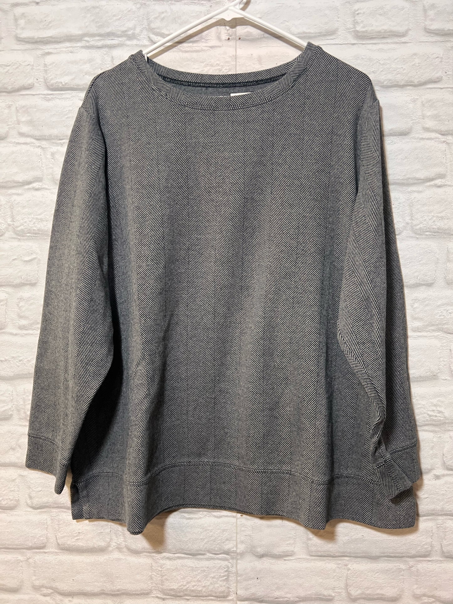 Size 1X Land's End Knit Herringbone Print Top