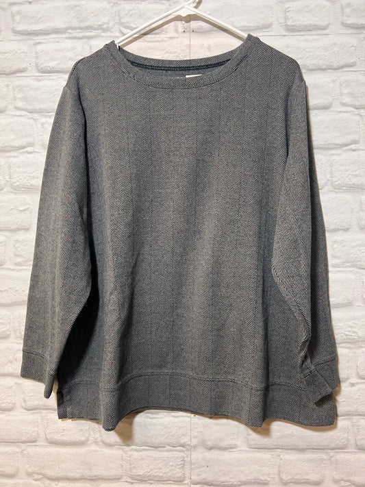 Size 1X Land's End Knit Herringbone Print Top