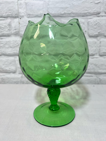 MCM Green optic glass brandy snifter/pitcher
