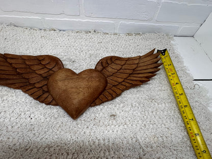 Vintage Wood Carving of Winged Heart