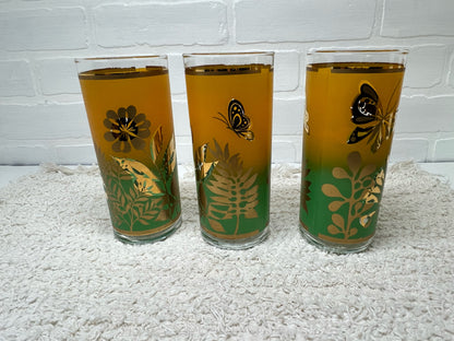 Mid Century butterfly pitcher & glass set