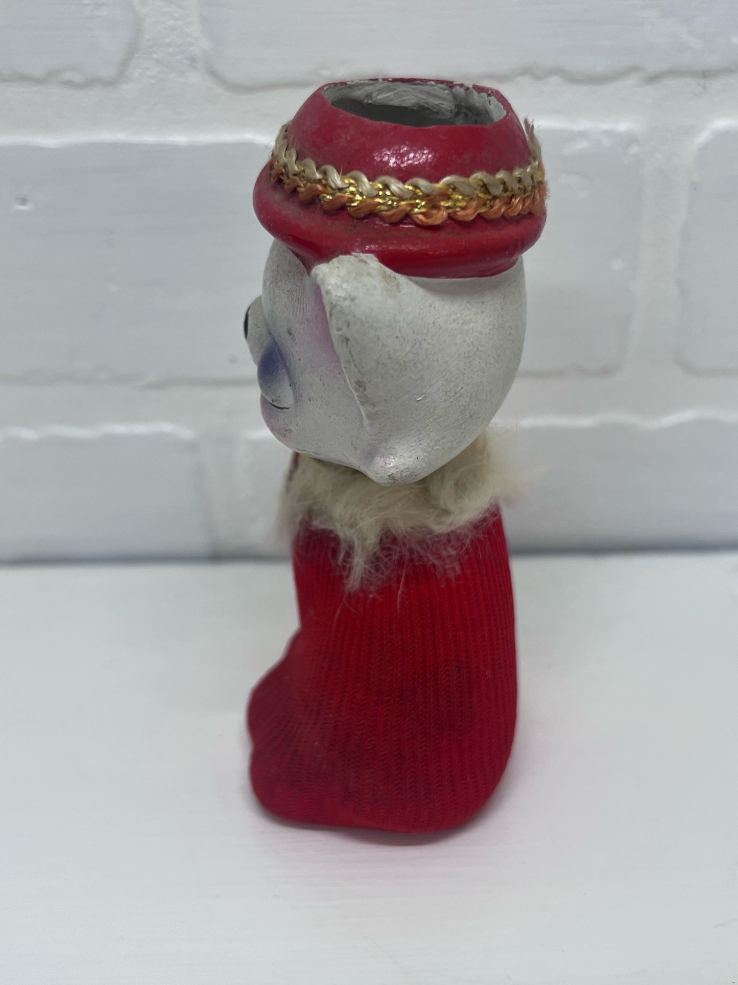 Vintage Kitschy Sweater Kitty Bud Vase  in Red Sweater