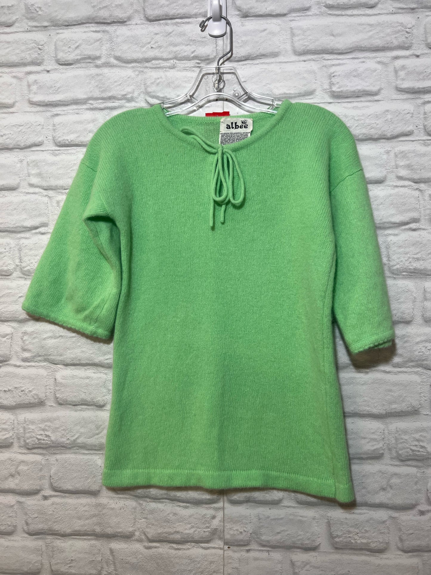 Size S Albee Vintage Light Green Lambswool Blend Sweater