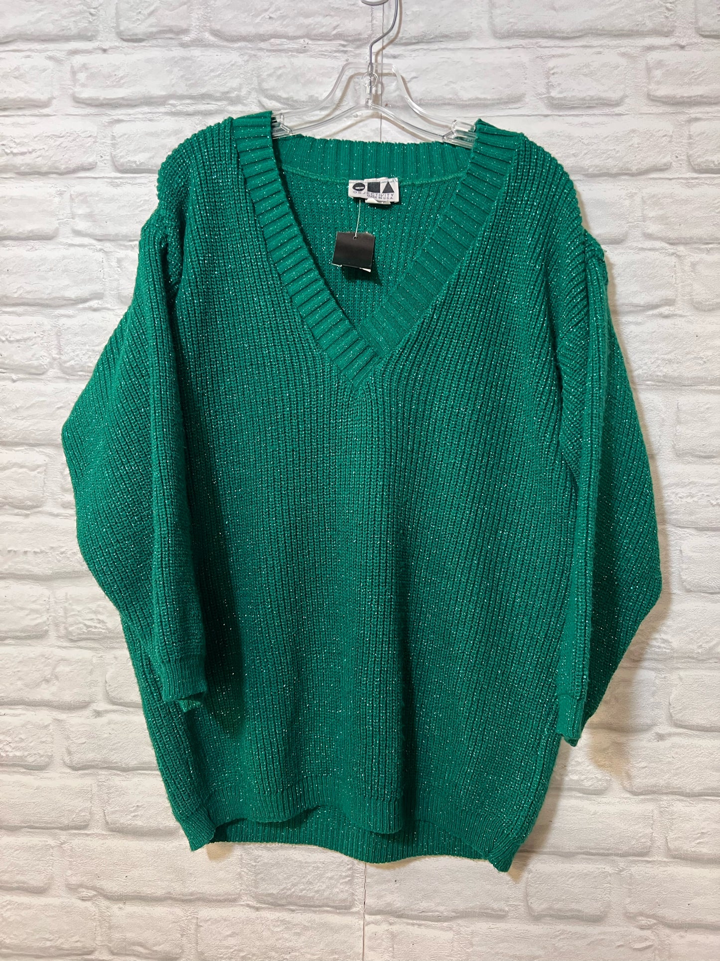 Size One Size Objectivity 1990's Vintage Green Metallic Sweater