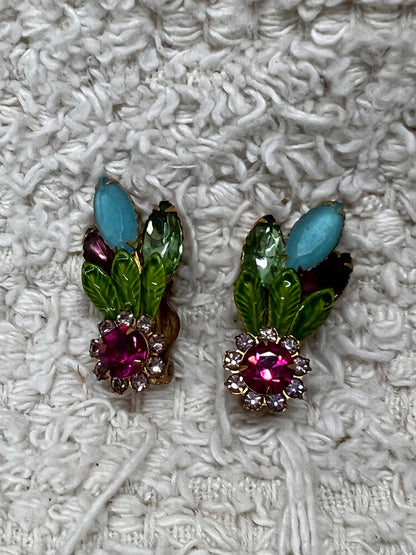 Mid-Century pin and clip on earrings