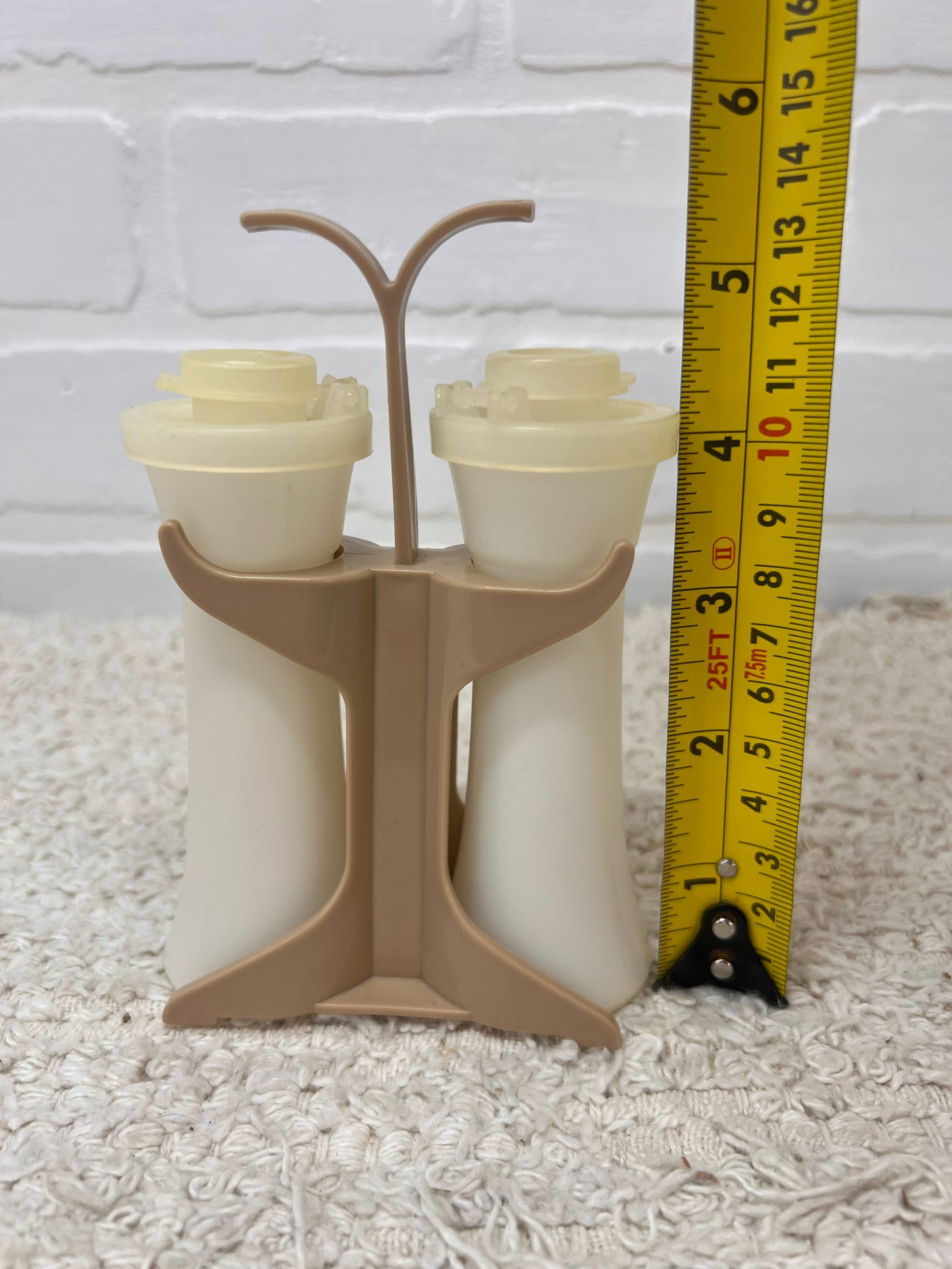 Tupperware Salt & Pepper Shakers in caddy