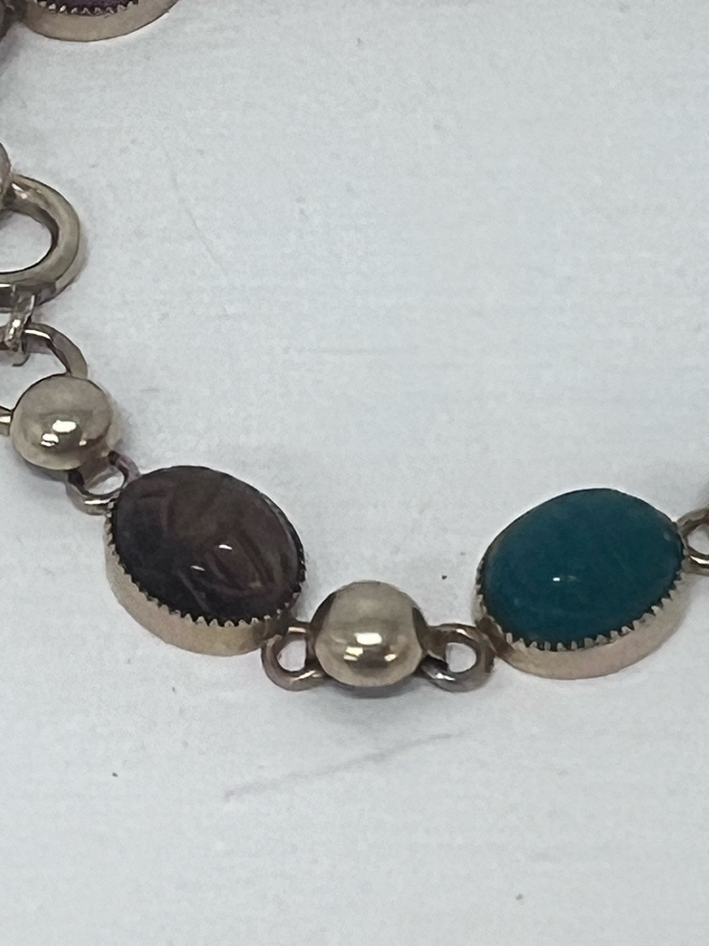 Vintage 1969 Egyptian Revival Scarab Bracelet 12K Gold Filled