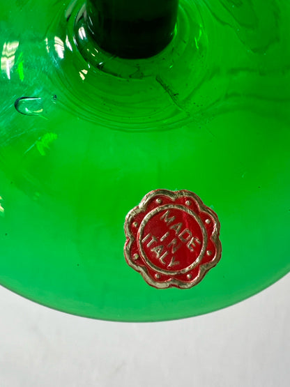 Empoli style emerald green optic glass stemmed glass