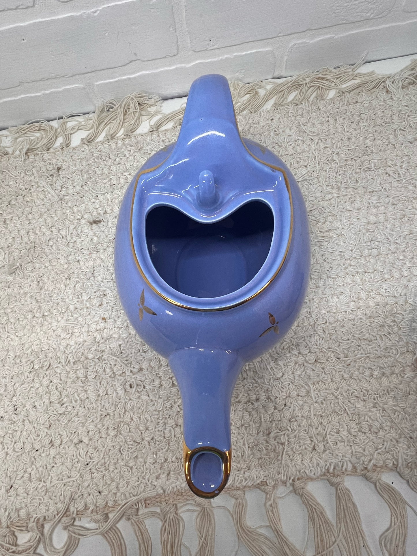 Hall Blue & Gold 8 Cup Lidded Teapot w/ Teabag Hook