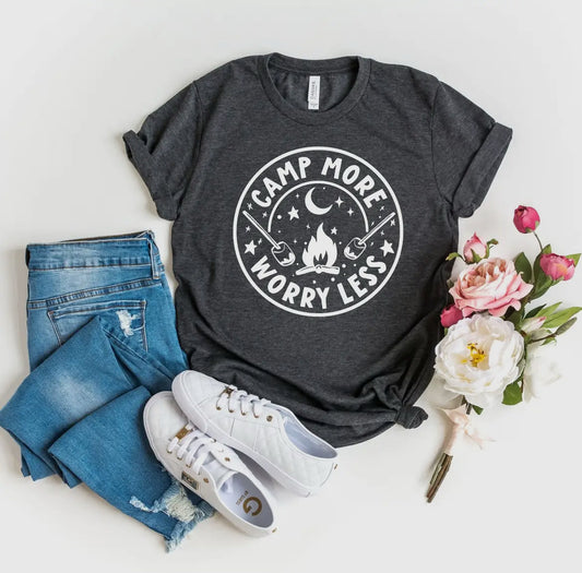 Camp More Worry Less Charcoal T-shirt
