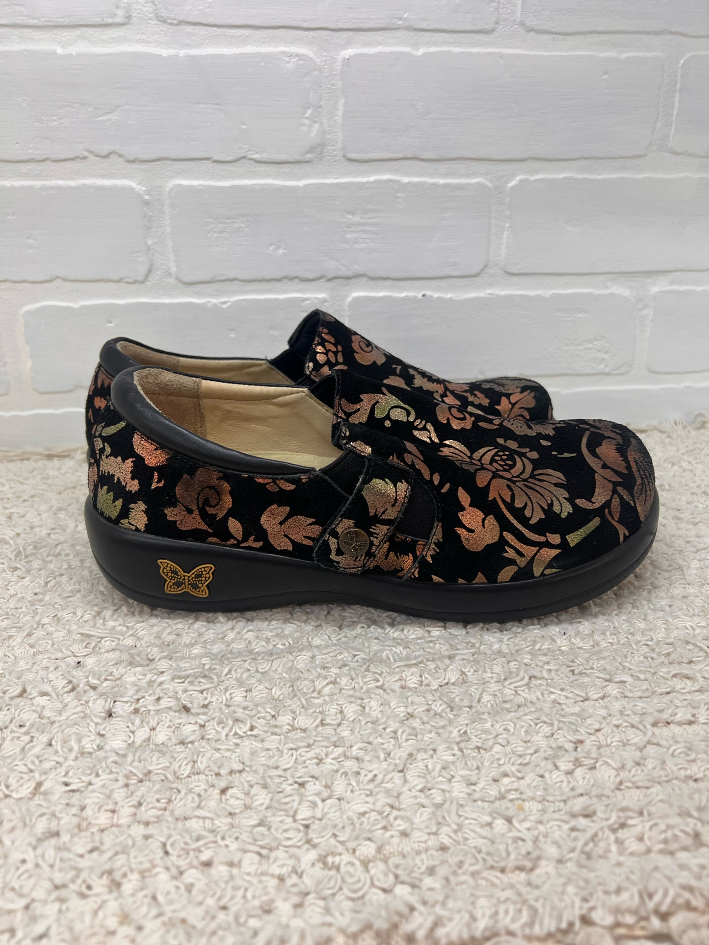 Shoe Size 36/6 Alegria Black Floral Embossed Casual Shoes