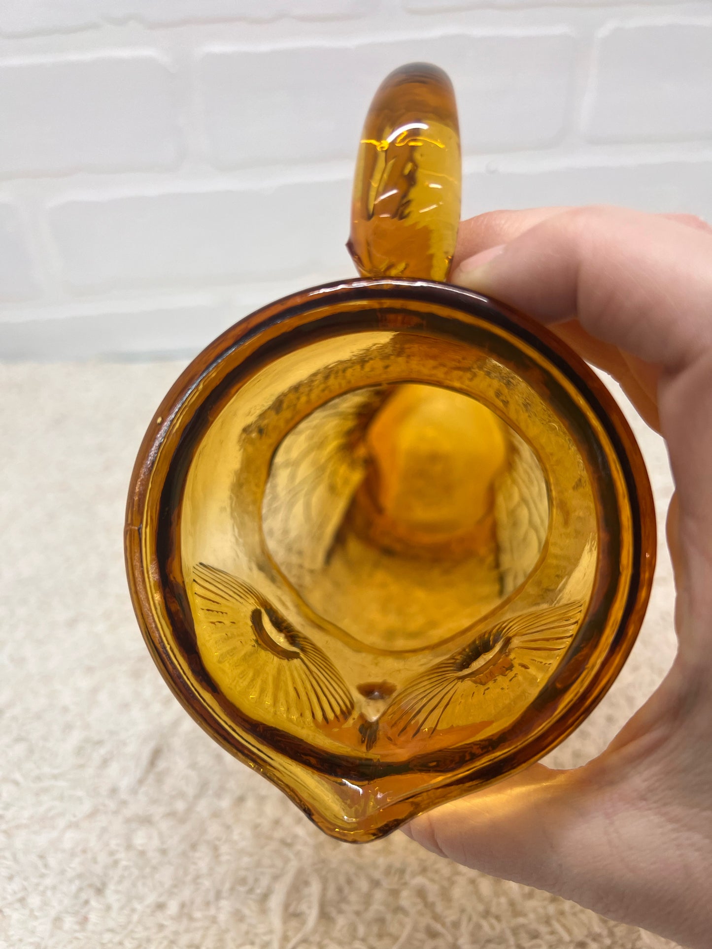 Kanawha MCM Amber Glass Owl Pitcher