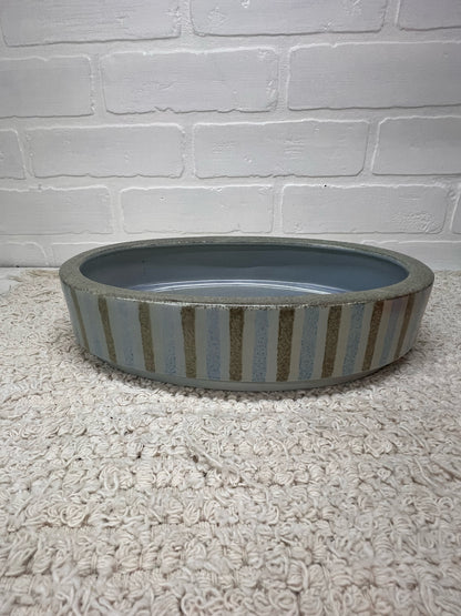 Red Wing Pottery Monarch Line Oval Shallow Planter Blue/Gray Stripe