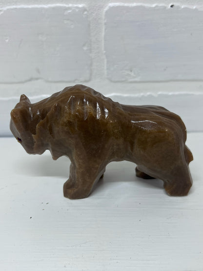 Vintage Hand Carved Stone Bison