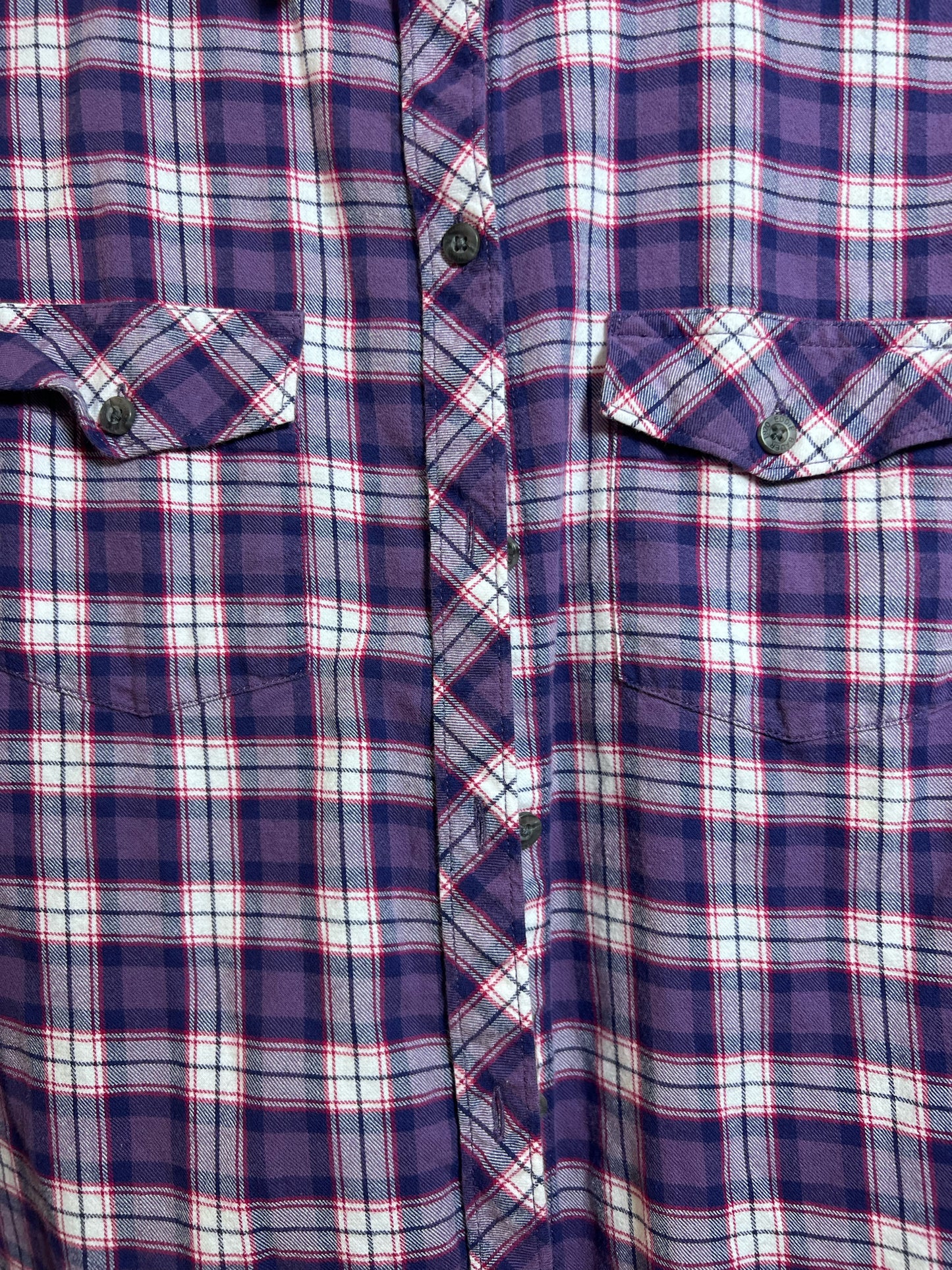 Size 2X Eddie Bauer Purple Plaid Button Down Shirt