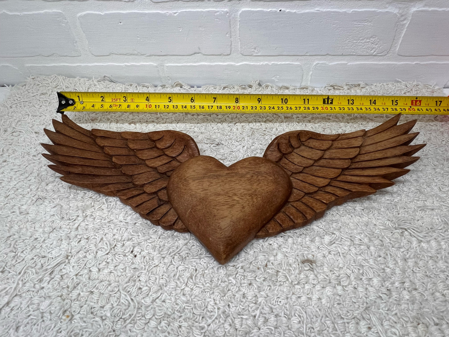 Vintage Wood Carving of Winged Heart