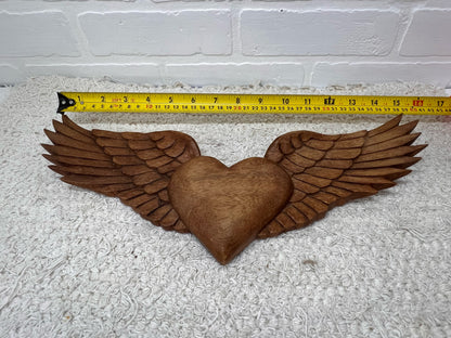Vintage Wood Carving of Winged Heart