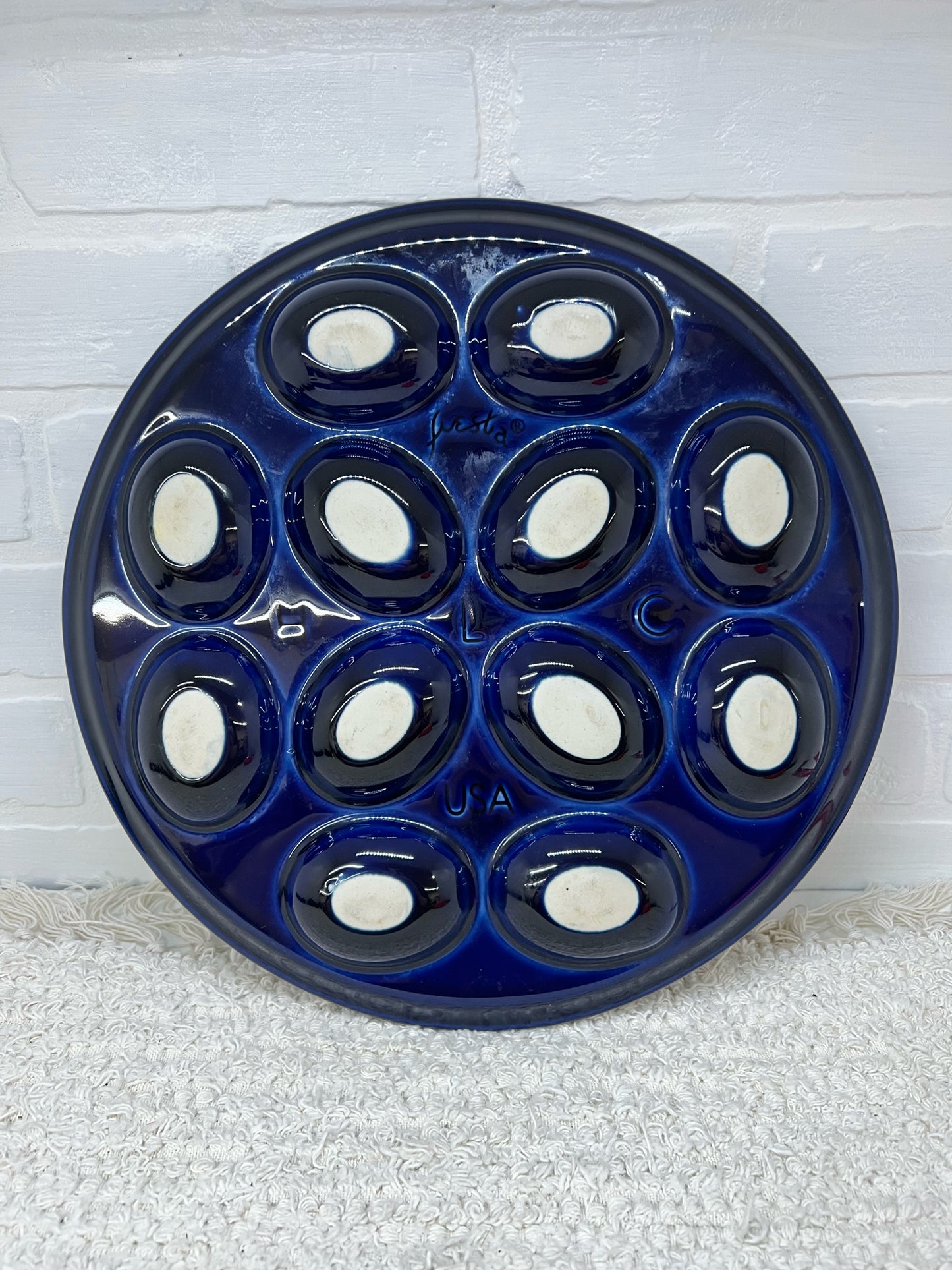 Fiesta Ware Cobalt blue deviled egg tray 13"