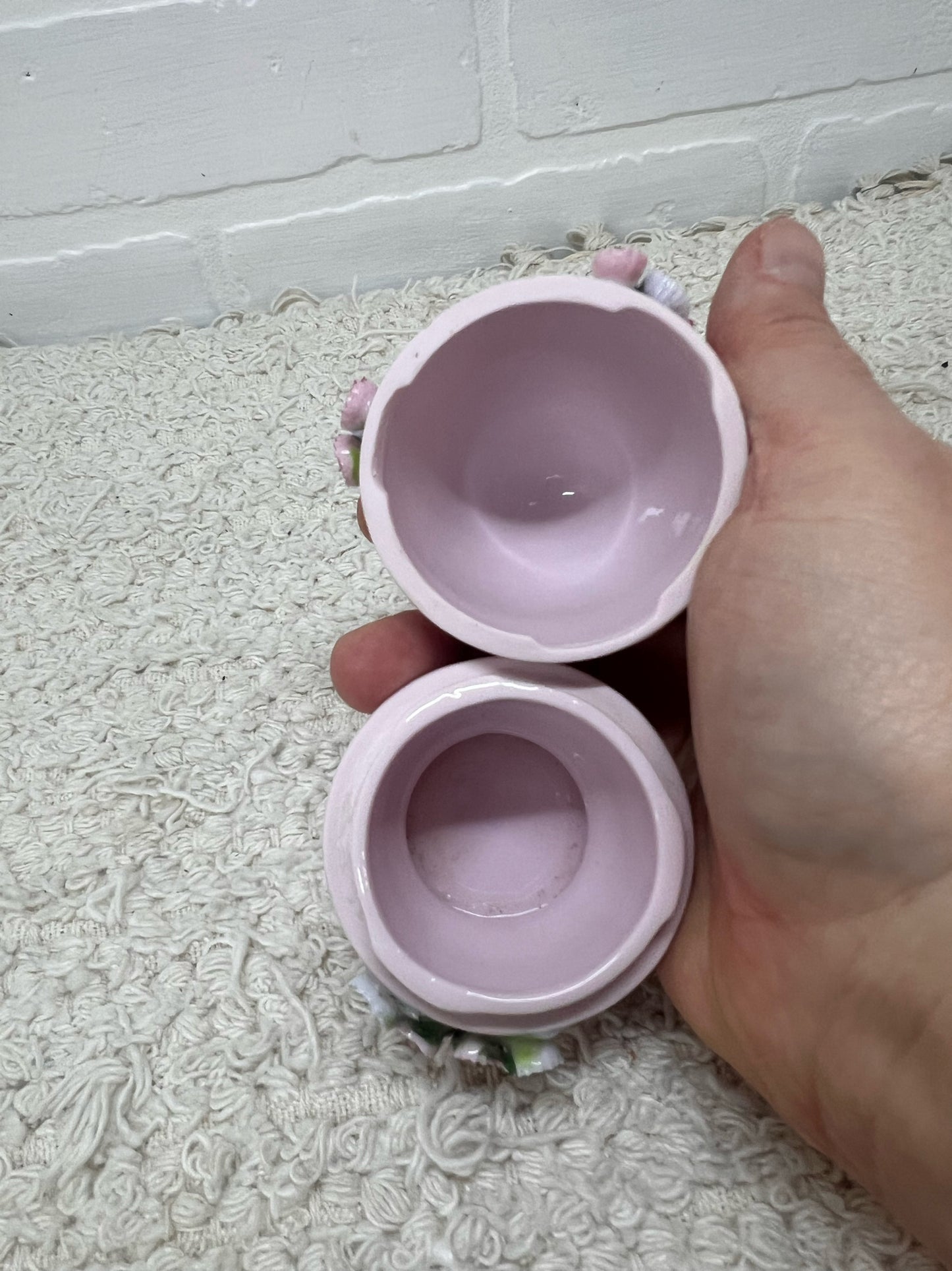 Lefton Trinket Dish - Pink Bejewelled 'Nest Egg'