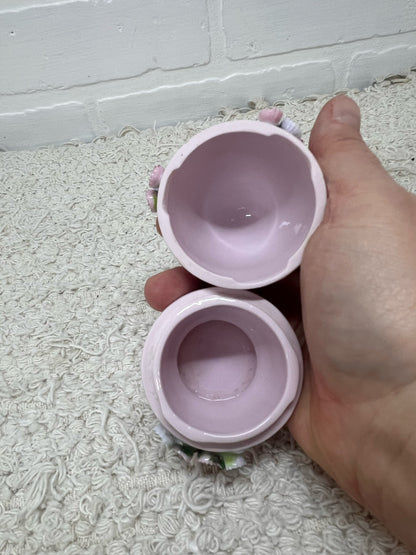 Lefton Trinket Dish - Pink Bejewelled 'Nest Egg'