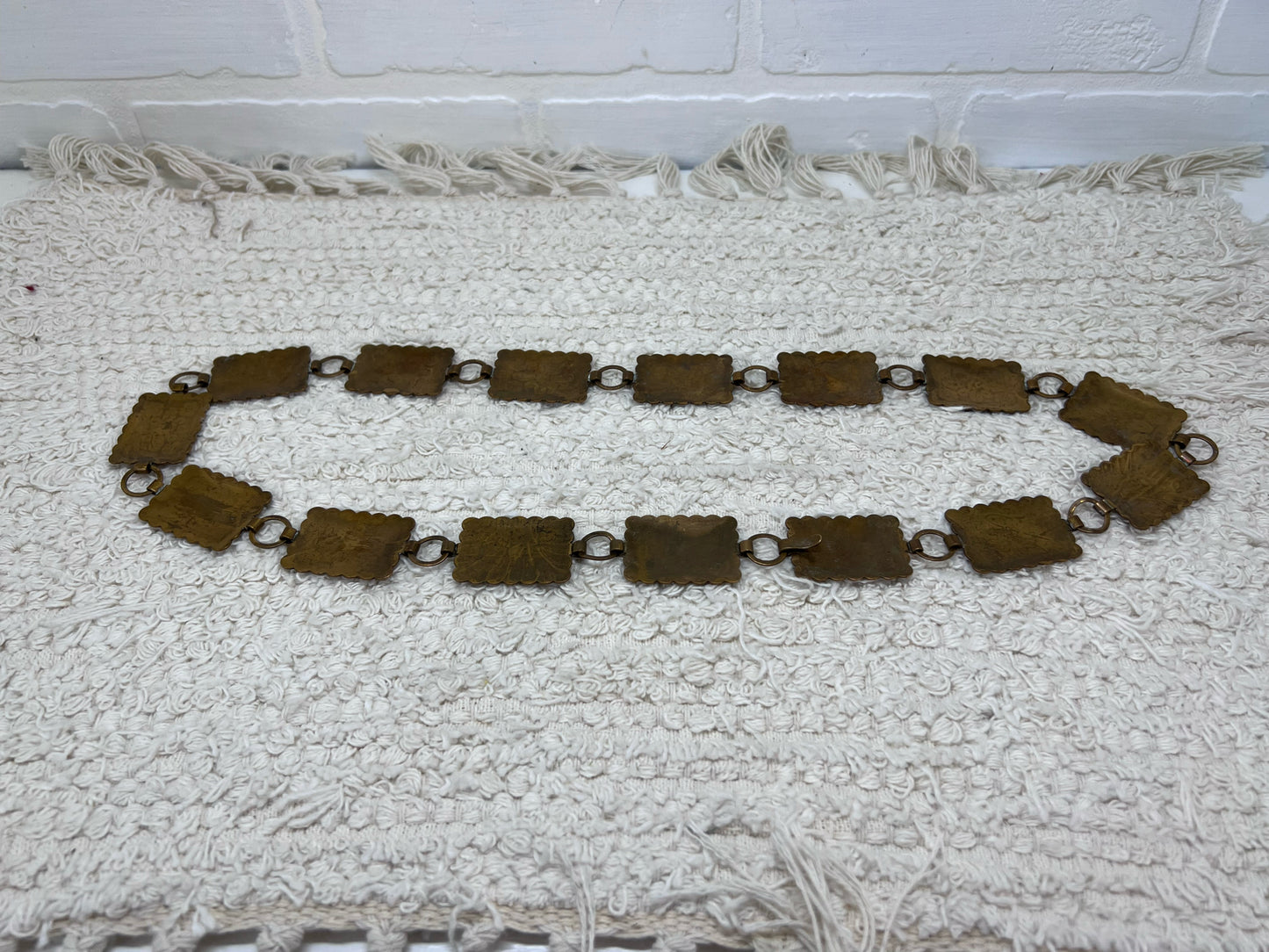 32" Copper Stamped Concho Belt Vintage 1970's