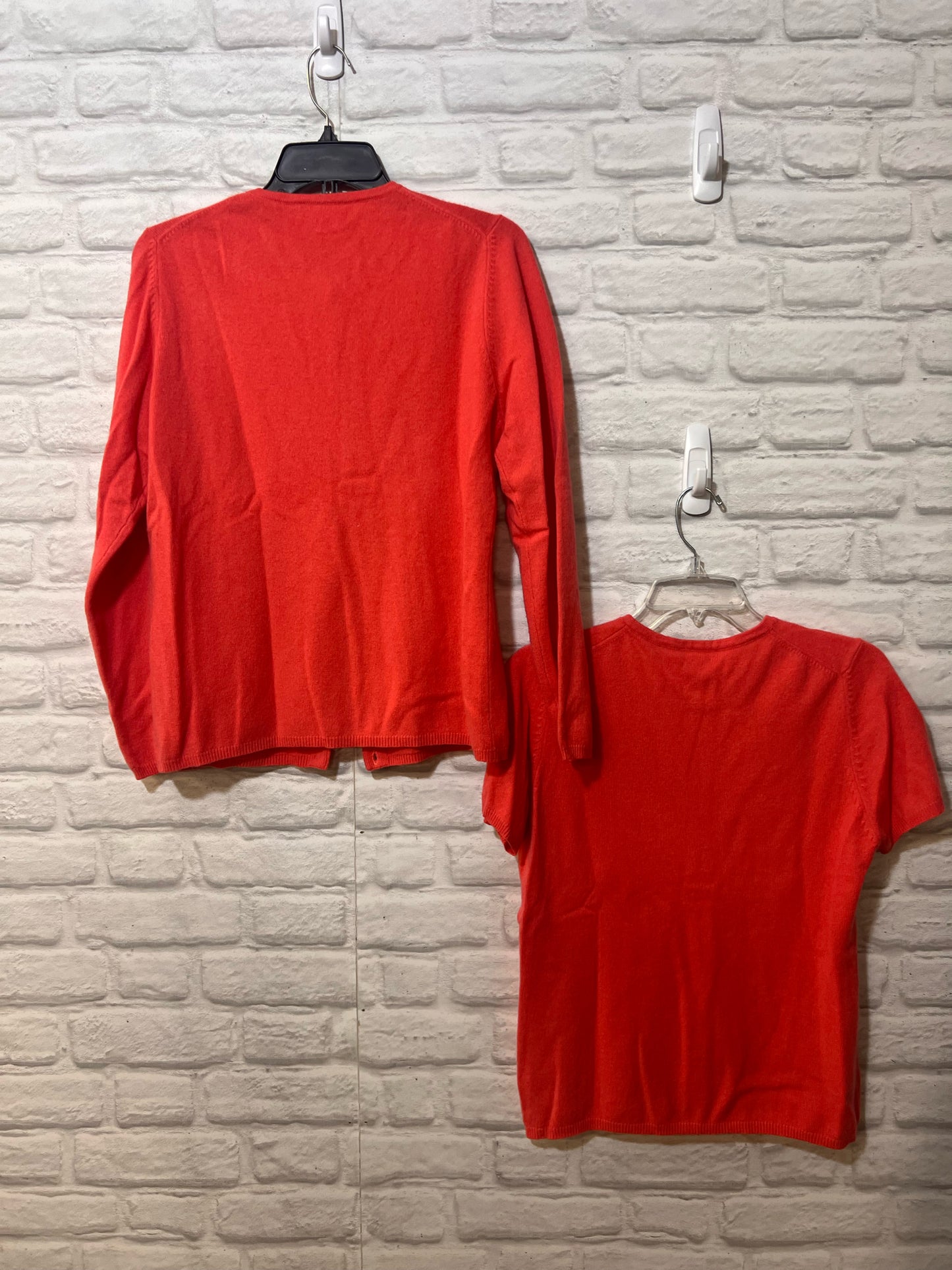 Size L White + Warren Peach Cashmere Sweater Set (2 Piece)