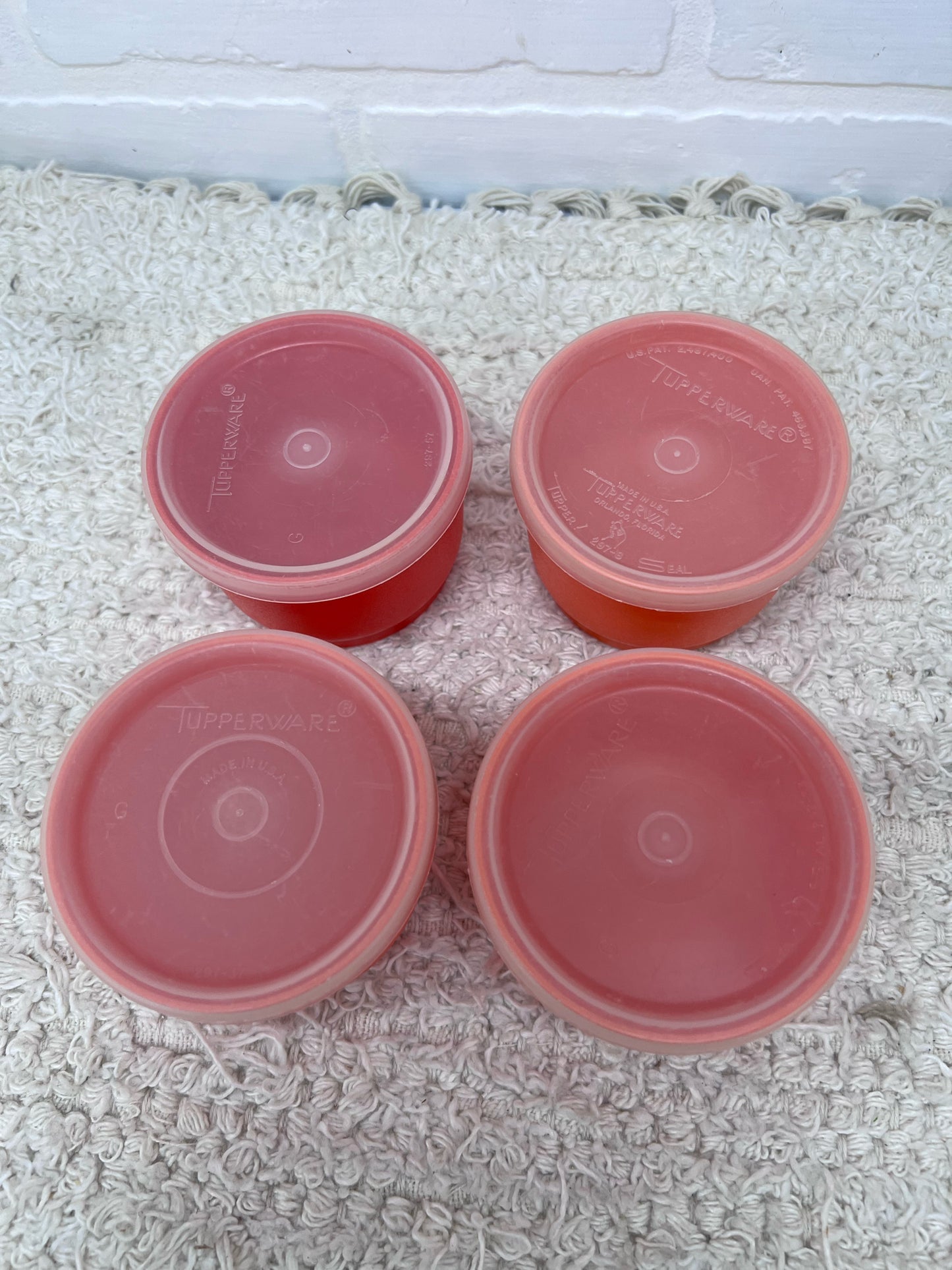 Tupperware Orange Snack Cups - set of 4 with lids