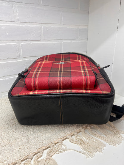 Coach Leather Tartan Plaid Court Backpack Bag