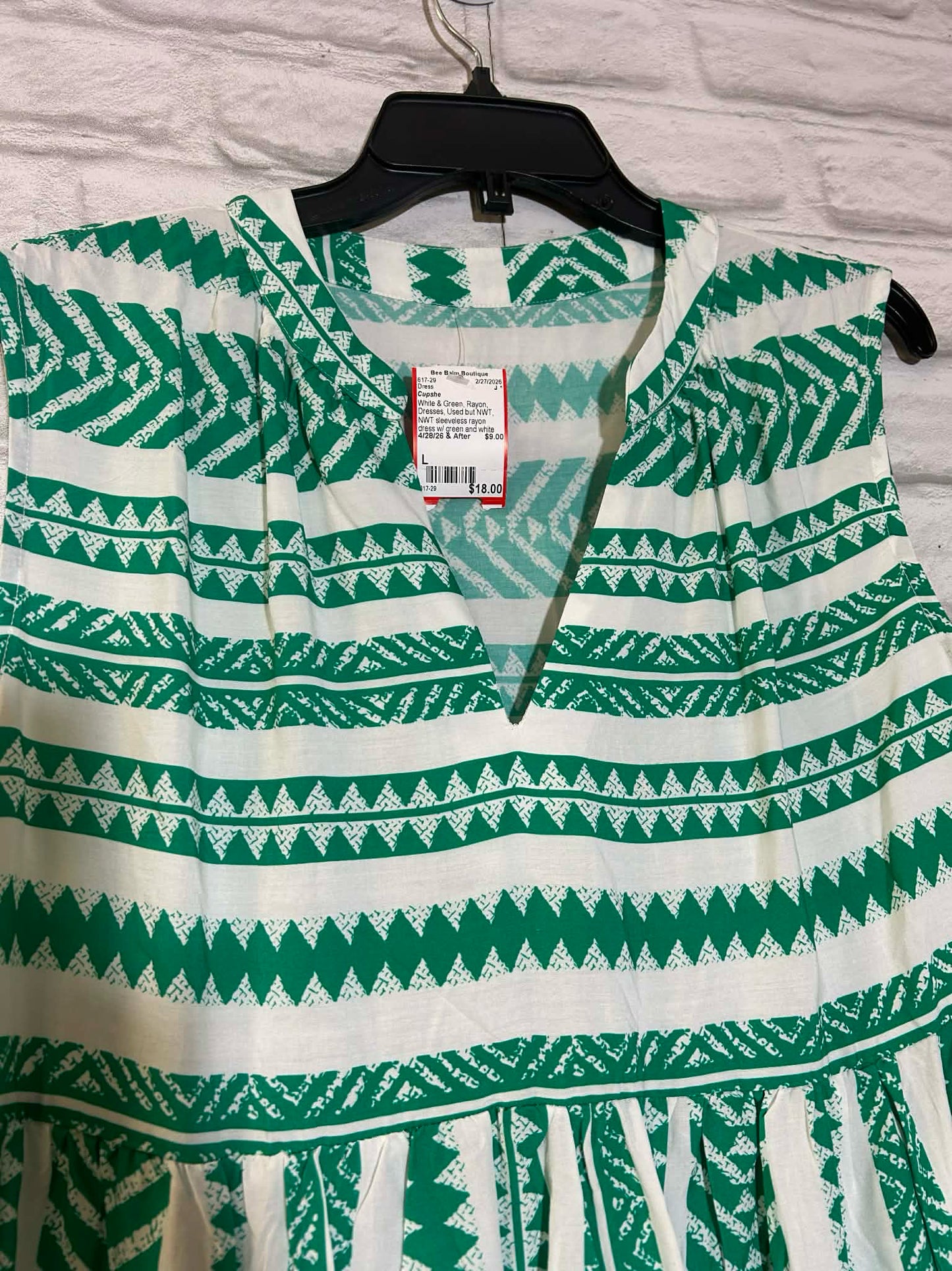 Size L Cupshe NWT Green & White Sundress