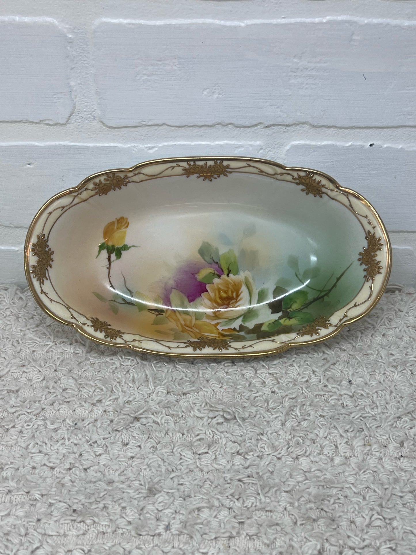 Vintage Nippon China Hand Painted Rose Floral Dish