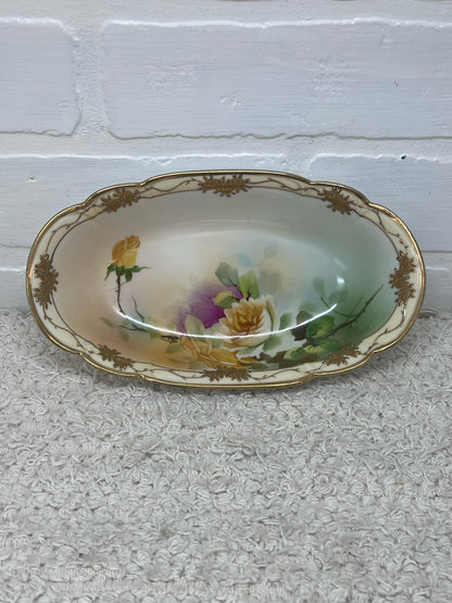 Vintage Nippon China Hand Painted Rose Floral Dish