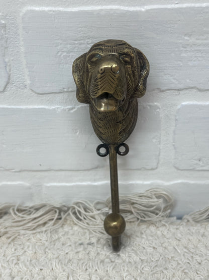 Vintage Brass Dog Head Coat Hook