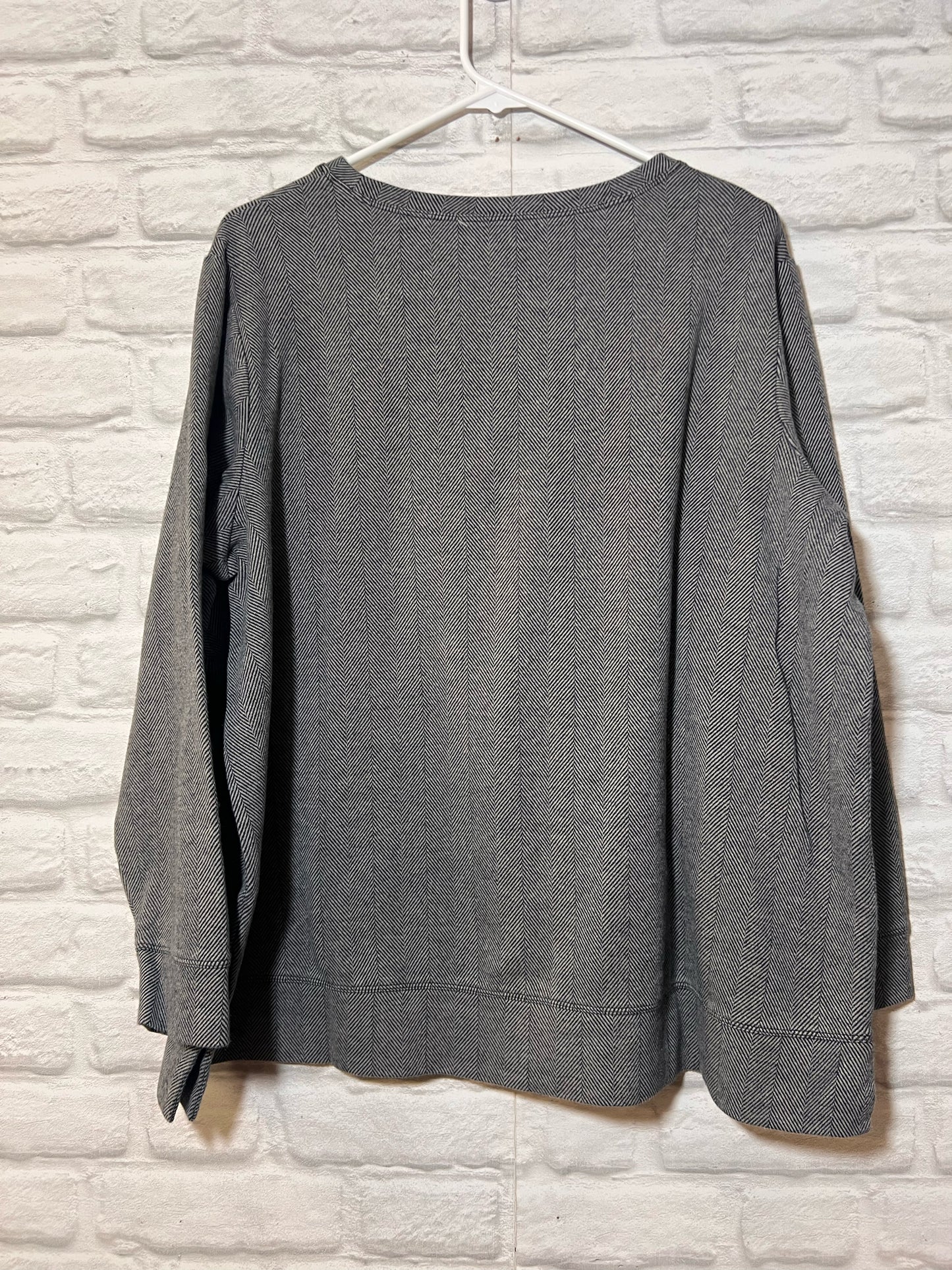 Size 1X Land's End Knit Herringbone Print Top