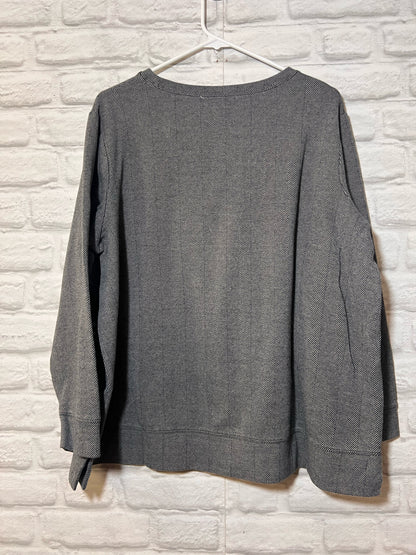 Size 1X Land's End Knit Herringbone Print Top