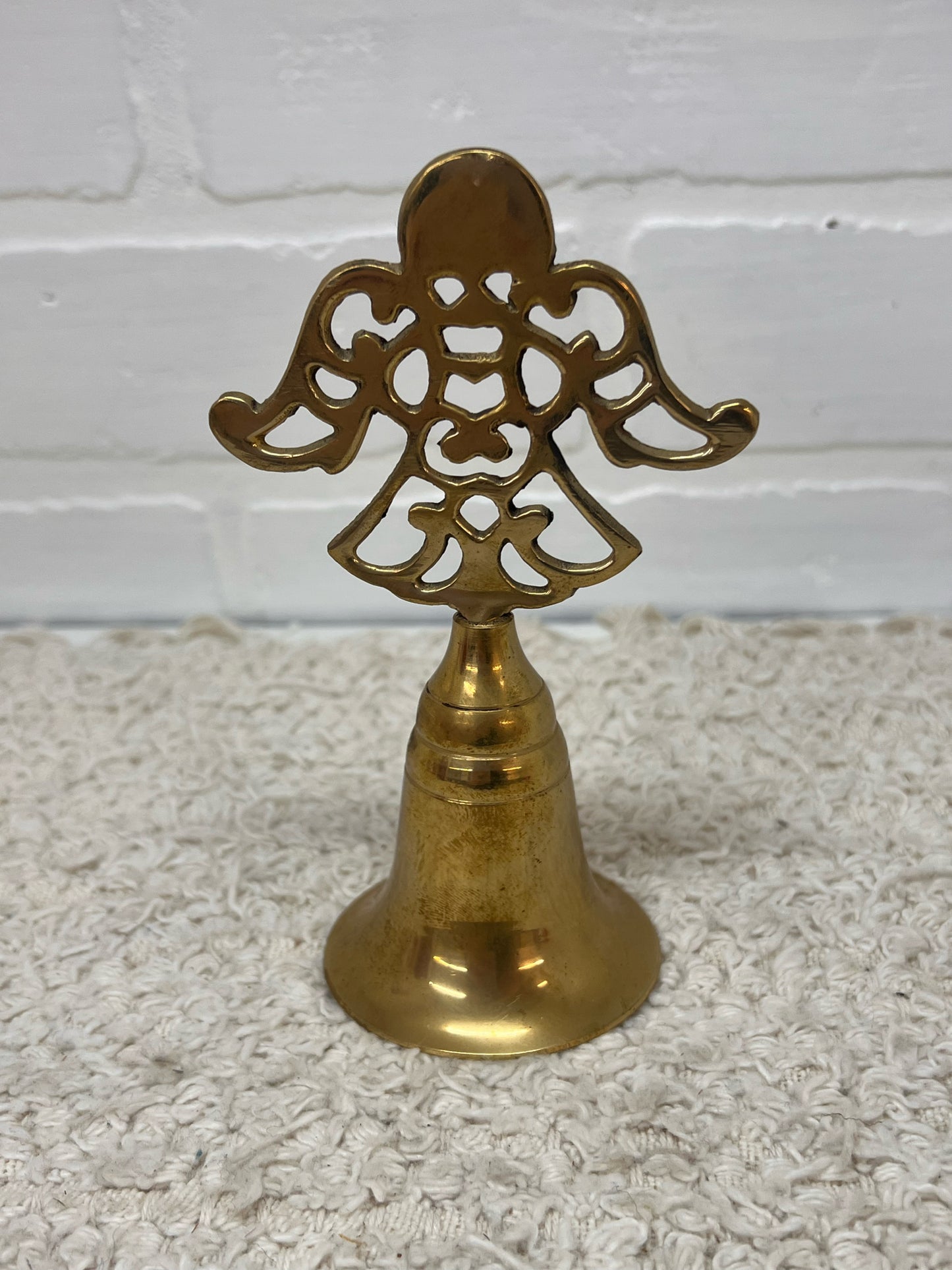 Vintage Brass Bell w/ Angel Handle