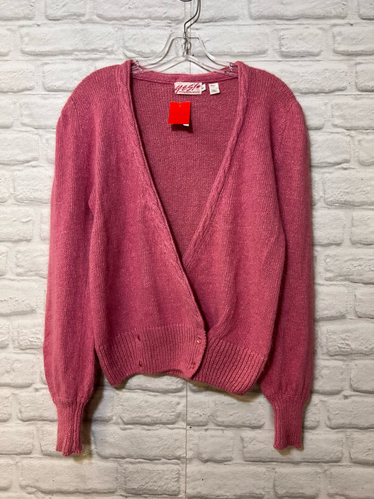 Size L YES Vintage Angora/Silk Blend Pink Cardigan