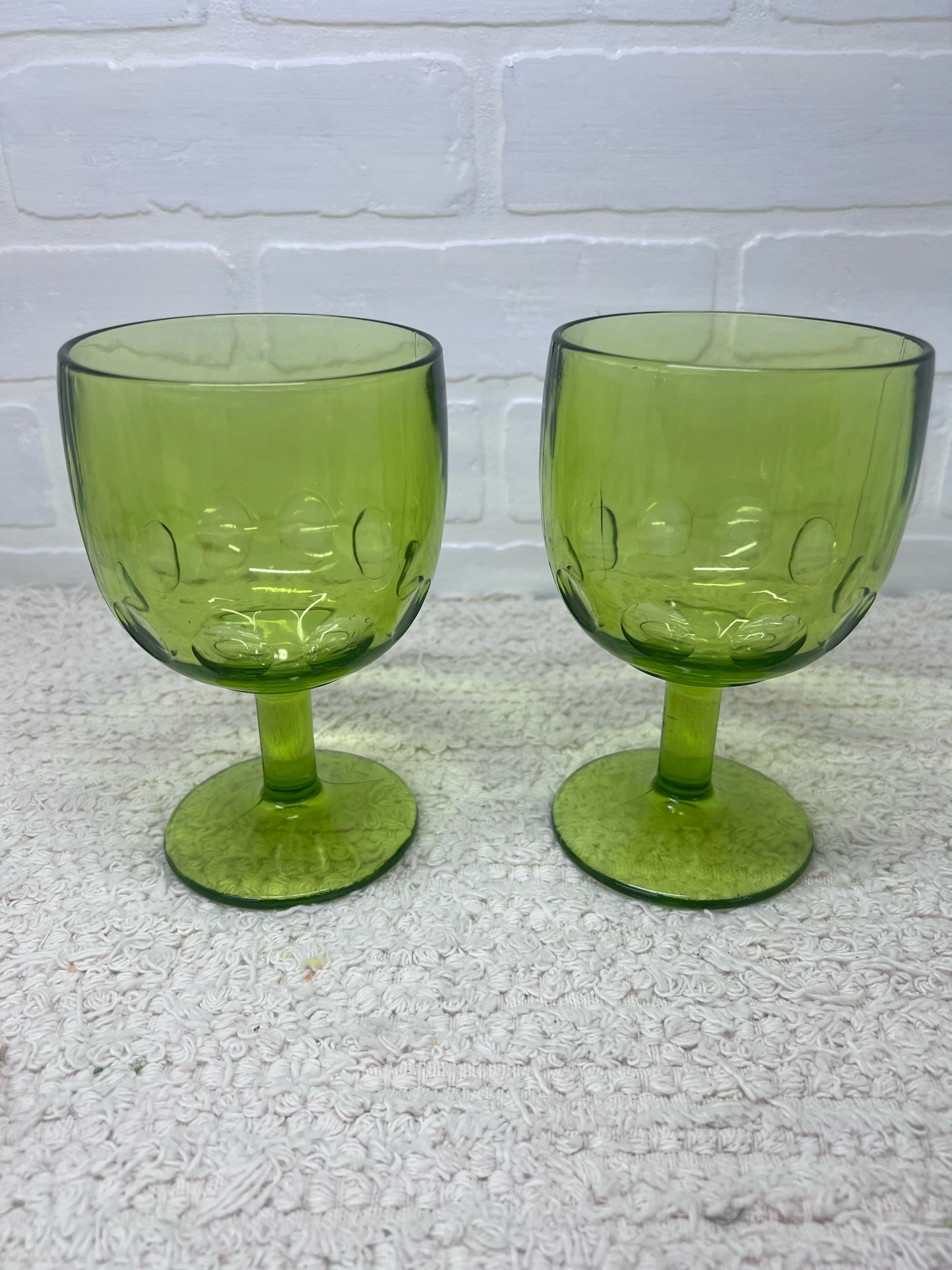 Bartlett Collins Set of 2 Green Thumbprint Goblets