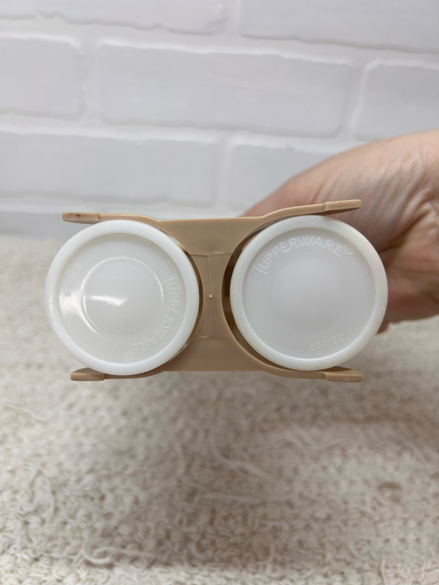 Tupperware Salt & Pepper Shakers in caddy