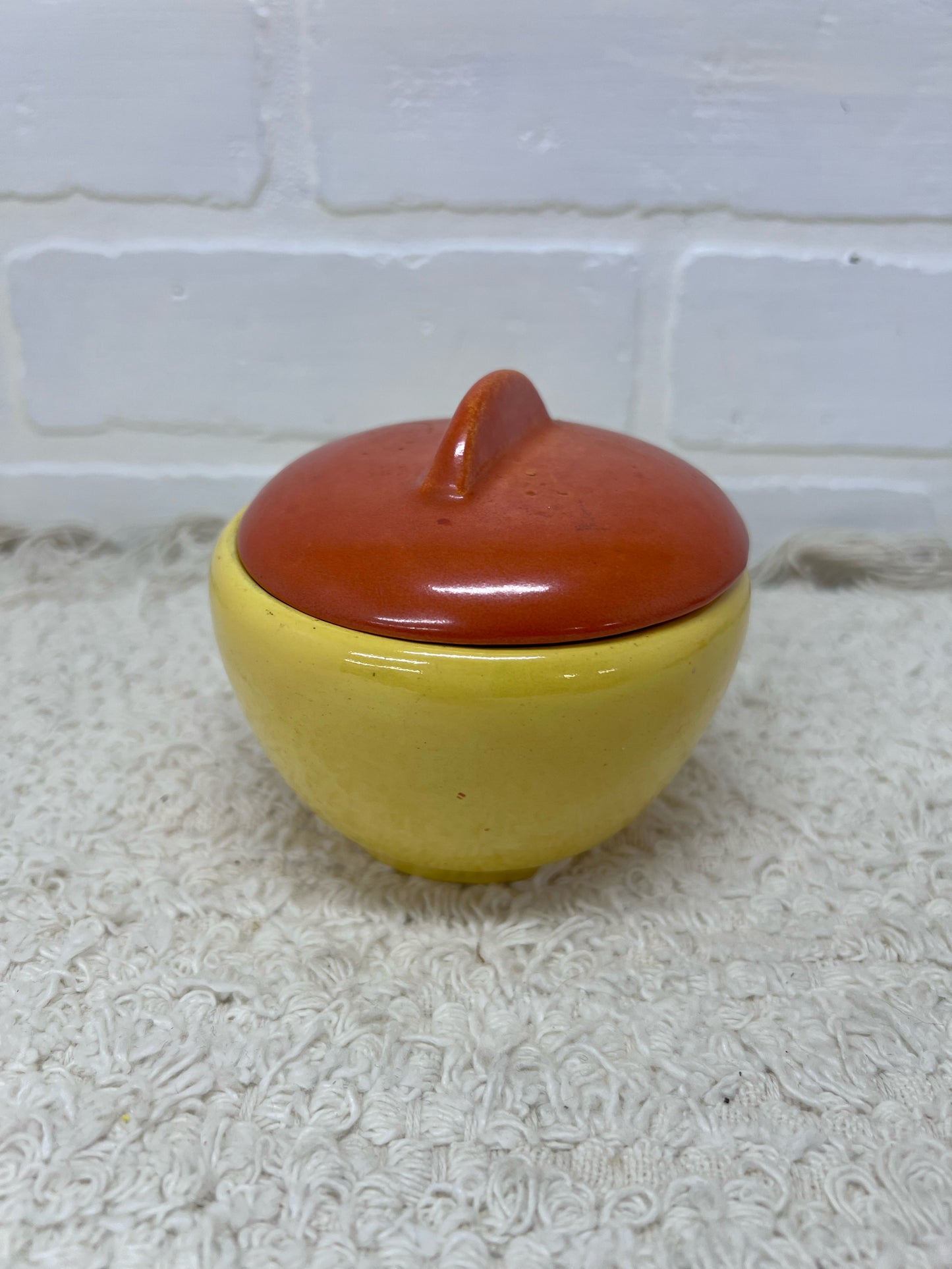 Stangl Pottery Sugar Bowl - Art Deco Orange & Yellow