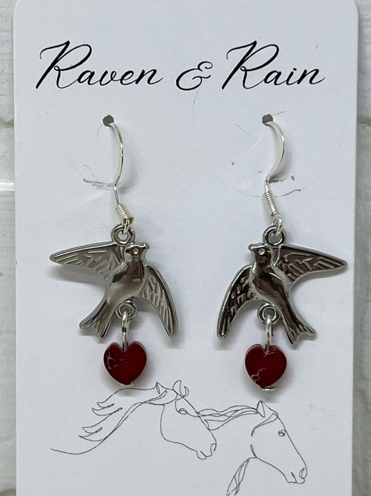 Raven & Rain Valentine Earrings - Silvertone