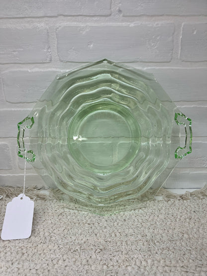 Jenkins Glass ocean wave uranium glass platter