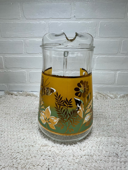 Mid Century butterfly pitcher & glass set