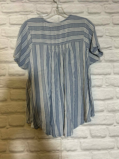 Size M Angie Blue & white Striped Rayon Blouse