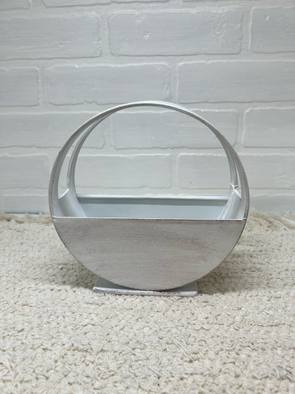 White round metal basket