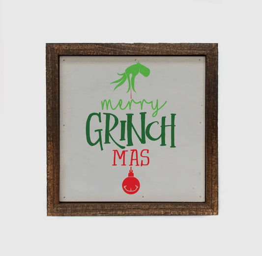 Merry Grinchmas 6x6 inch funny box sign