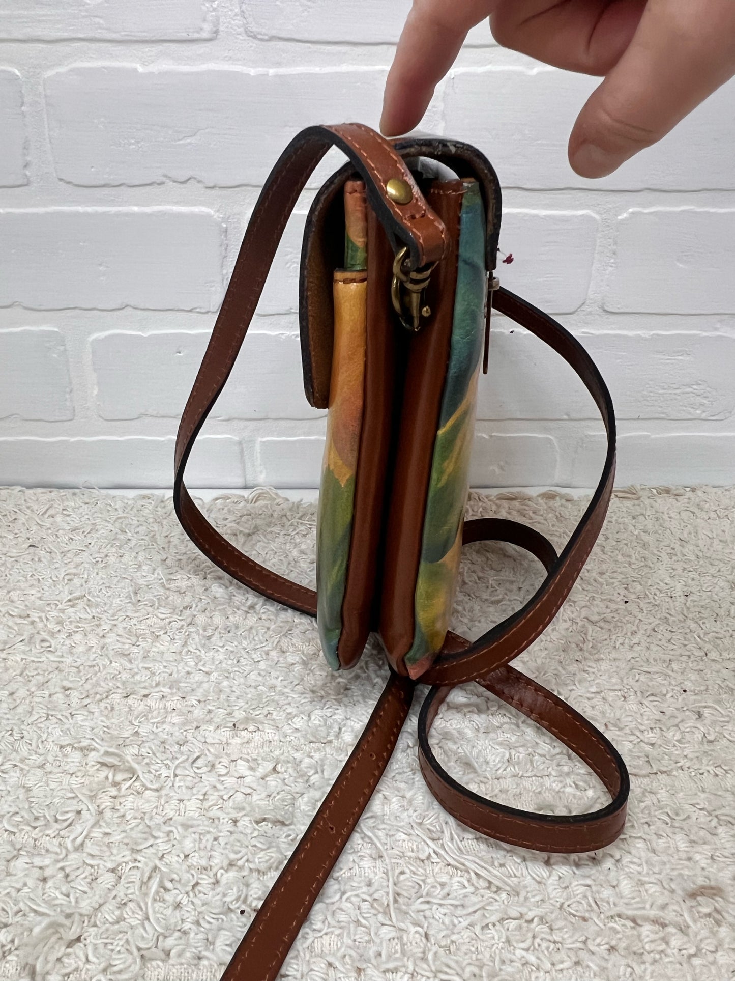 Patricia Nash Vallata Crossbody Bag - Leather with Butterfly Watercolor Print